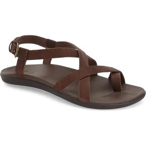 Olukai Upena Coffee Brown Strappy Sandal Size 10